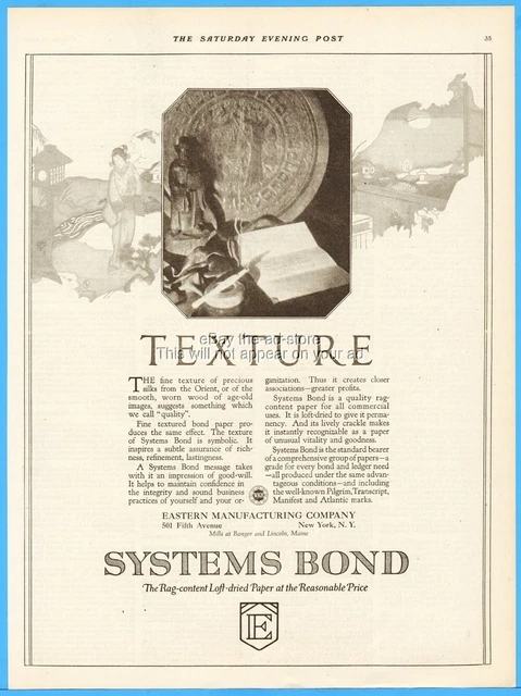 1920 Eastern Manufacturing Co Bangor Lincoln Maine Paper Mill System Bond Ad