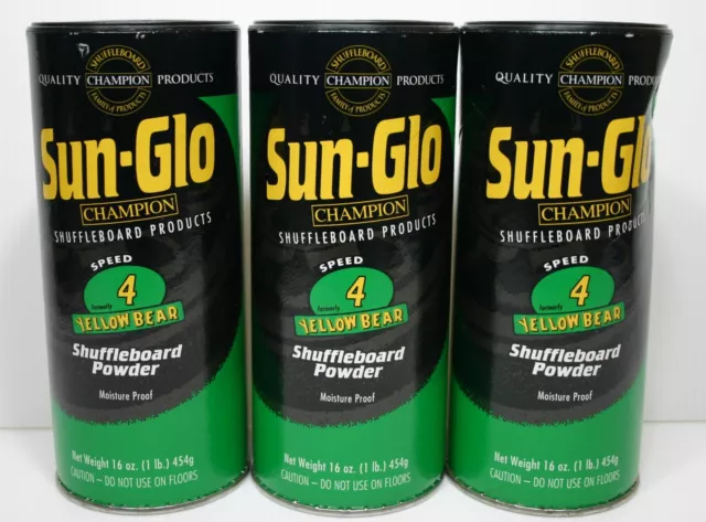 Sun-Glo #4 Speed Shuffleboard Powder Wax 16 Oz Can, set of 3 cans