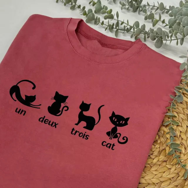 Un Deux Trois Cat SWEATSHIRT: Cat Jumper, Cat Lover Gift, Cat Mum, Ladies Jumper 3