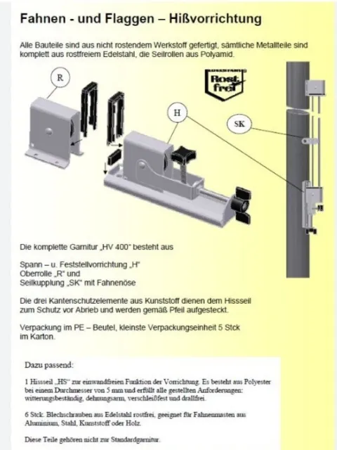 Fahnen- und Flaggen-Hissvorrichtung HV 400 für Fahnenmast