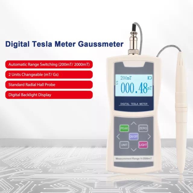 Digitales Tesla-Meter Gaussmeter Auto 200mT/ 2000mT Hochpräzises Tesla Messgerät