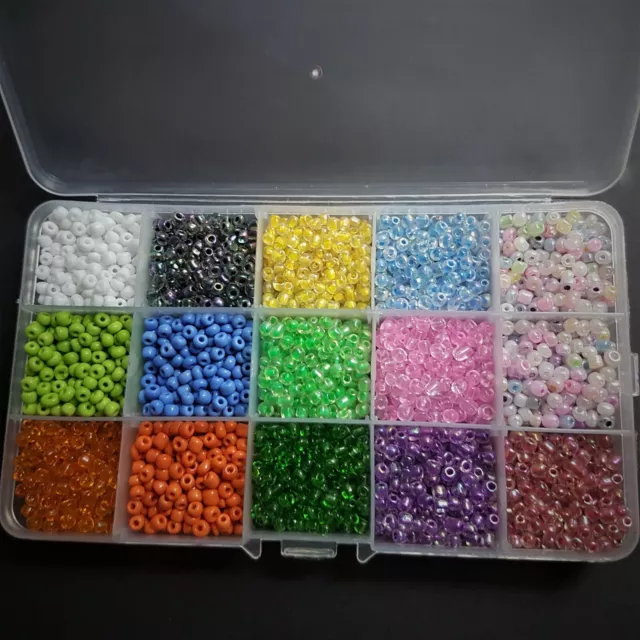 Box Perlen Set Schmuck-Bastel-Set Rocailles ca. 4mm 3.500 Stk. Indianerperlen