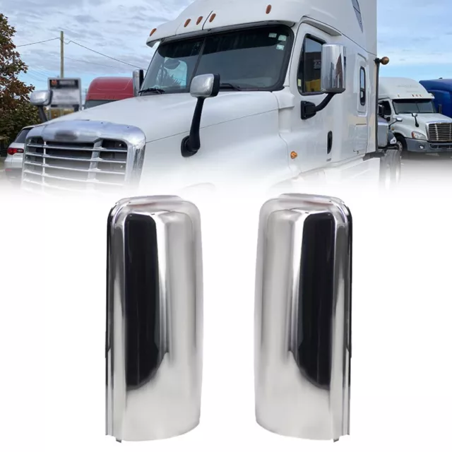 Pair Fit For 2008-2017 Freightliner Cascadia Truck Chrome Door Mirror Cover Set