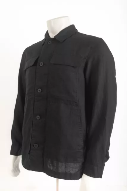 MASSIMO DUTTI MENS Linen Jacket Overshirt Lightweight M Black 3425/207 ...