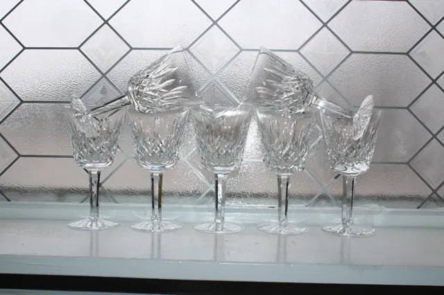7 Waterford Crystal Lismore Claret Wine Glasses