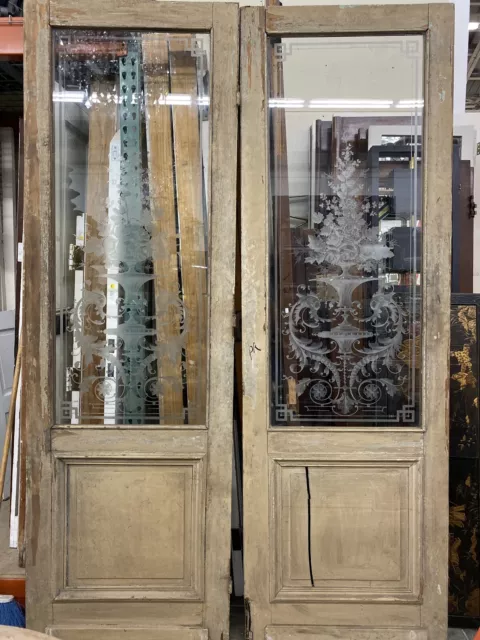 Etched Glass French Parlor Doors 97x63 Two Doors At 97x 31.5 Ea 10