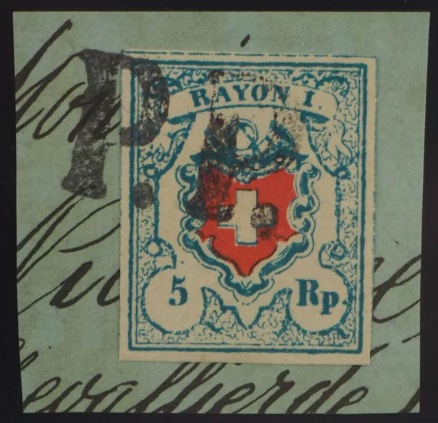 Schweiz Bundespost; 5 Rp. hellblau, Rayon I mit KE breitrandiger Nachdruck Bfst.