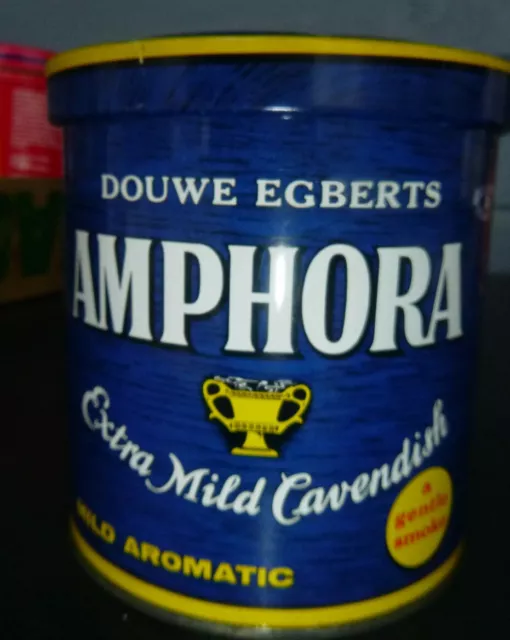 Vintage Douwe Egberts Amphora Pipe Tobacco Cavendish Blue 12 Oz Tin Can Empty