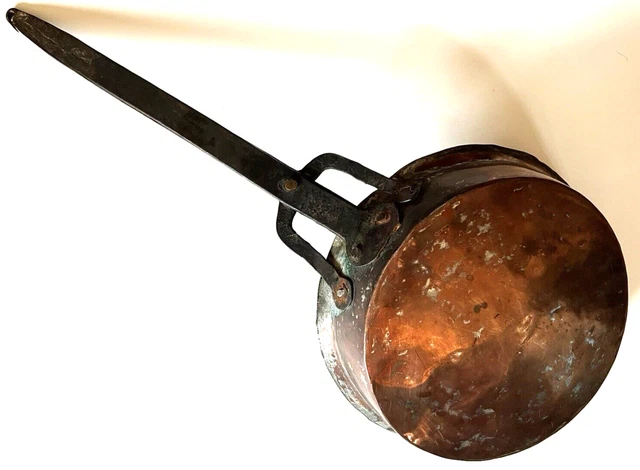 Early Antique Primitive Hand Wrought Iron & Copper Pan