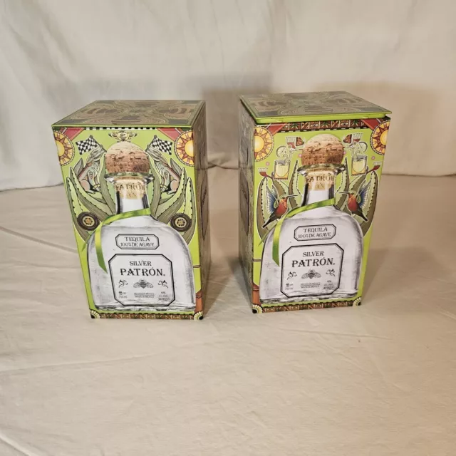LIMITED EDITION SILVER PATRON TIN BOX MEXICO HERITAGE SERGIO PEREZ  2 Boxes