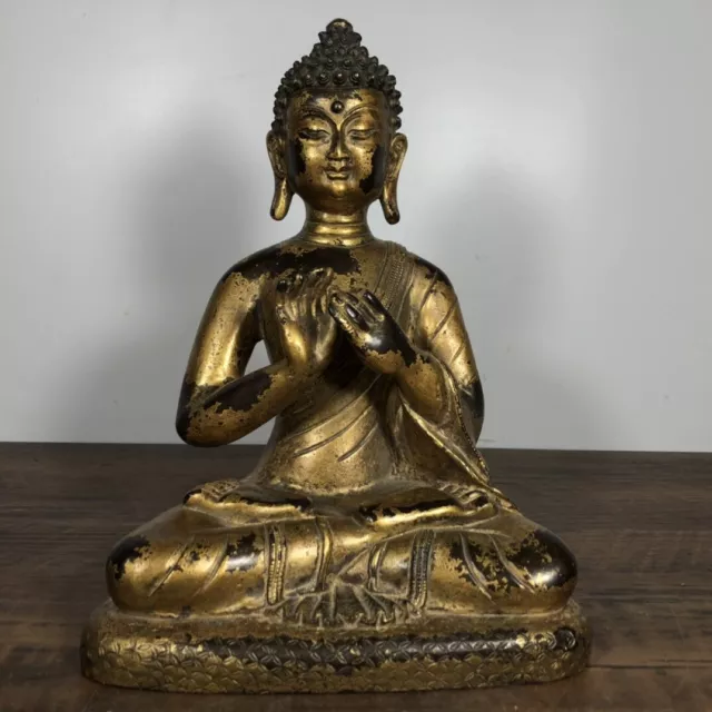Chinese Exquisite Handmade Buddha Gilt Bronze Statue