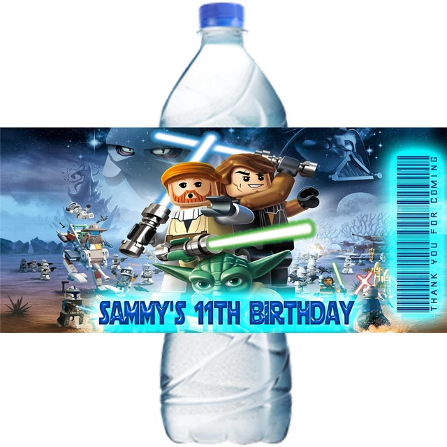 (10) Personalized LEGO STAR WARS Water Bottle Labels, Party Favors, 2 Sizes