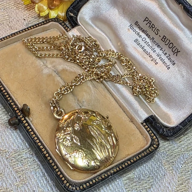 Pendentif Porte-Photo Antique Or Rose 18K Circa 1900 - Fleur Et Perles D'Eau Douce - Occasion