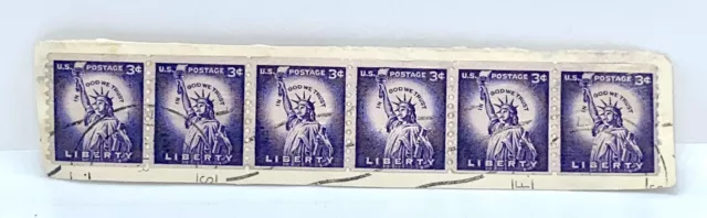 USA 3c Stamp 1954 Statue Of Liberty Purple U.S. 3 Cent Postage Stamps x6