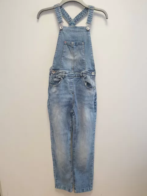 Bb38 Girls Next Blue Skinny Distressed Stretch Denim Dungaree 14 Years W27 L28