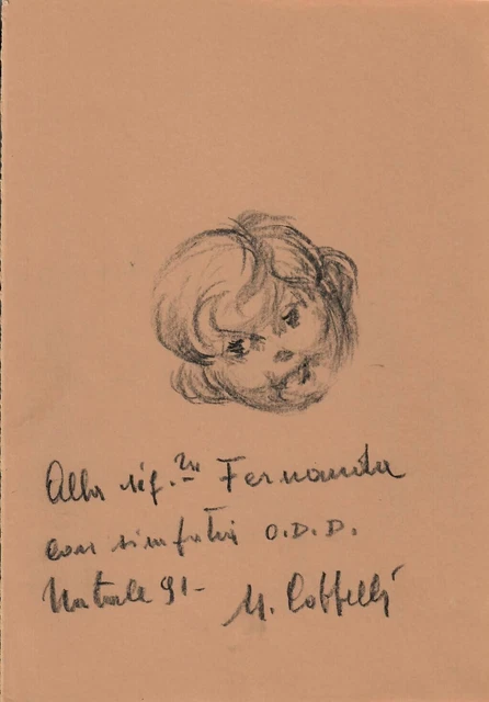 Pittore Uber Coppelli (1919-2000) - Putto Con Dedica - Lotto 1