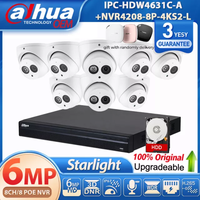 US Stock Dahua 8CH 8 POE 6MP Security IP Camera System Starlight MIC 4K NVR Lot