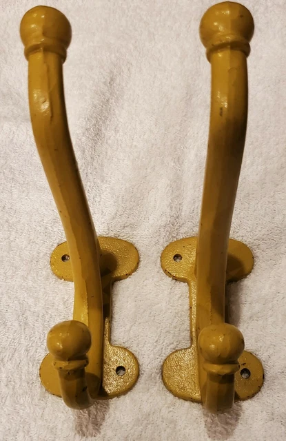 2 Vtg Cast Iron Ornate Yellow Shelf Brackets Architectural Salvage STC Japan 6x6 3