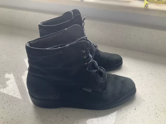MEPHISTO BLACK SUEDE Ankle lace up Mid Wedge Boots US 10.5 UK 8 in used ...