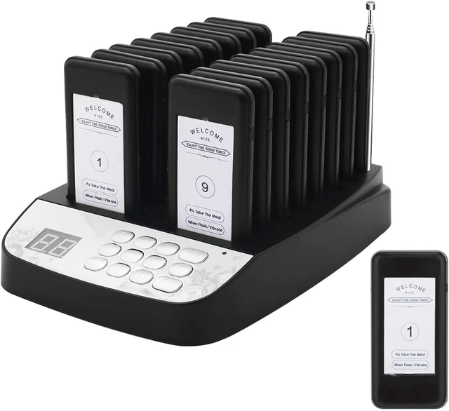 Restaurant Pager System, Wireless Social Distance Restaurant Waiting Buzzer Syst