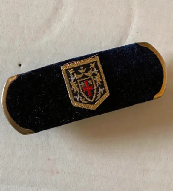 vera barra emblema ricamata vintage autentica anni '90 velluto blu navy oro