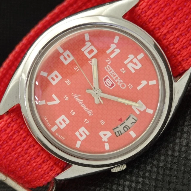 VINTAGE SEIKO 5 AUTOMATIC 7009A JAPAN MENS DATE PEACH WATCH 596-a312707 ...