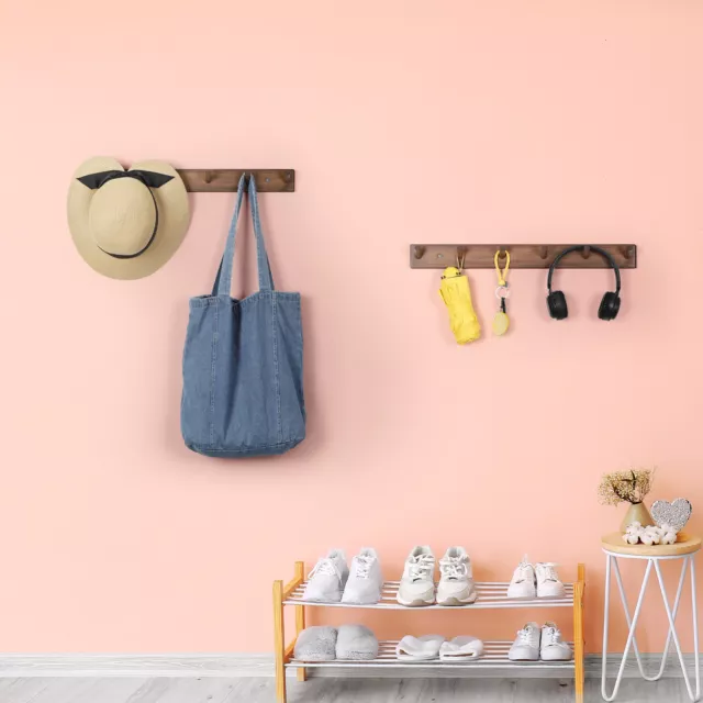 2Pcs Wall Coat Rack with Hooks 6 Pegs Wall Mounted Hat Coat Rack Entryway Hanger