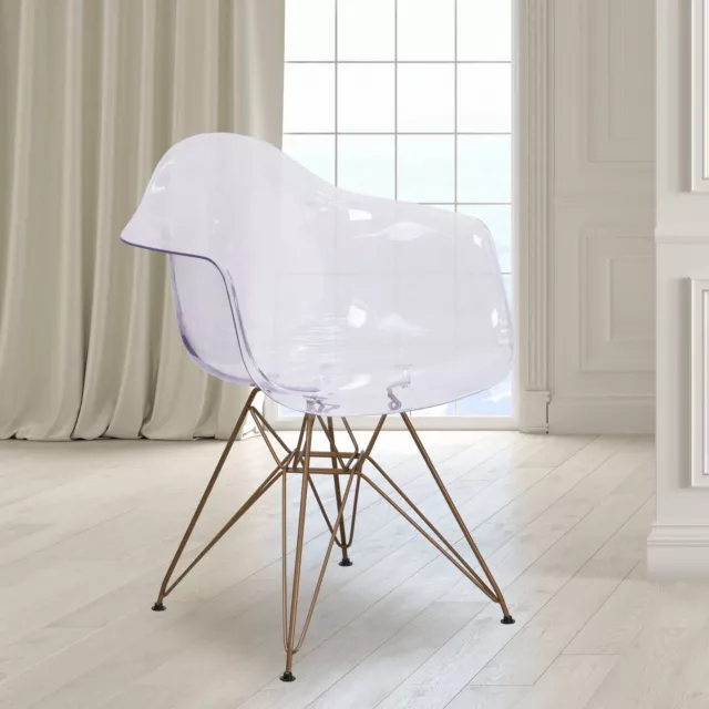 Alonza Series Transparent Side Accent Chair w/ Gold Base Decorating Contemporary