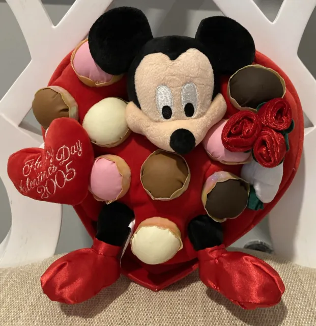 Disney Parks Mickey Mouse Heart Valentine's Day Candy Box Bean Bag Plush 2005