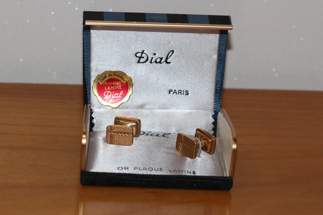 Paire De Boutons De Manchette Vintage Dial Paris Plaqué Or Laminé - Occasion Très Bon état