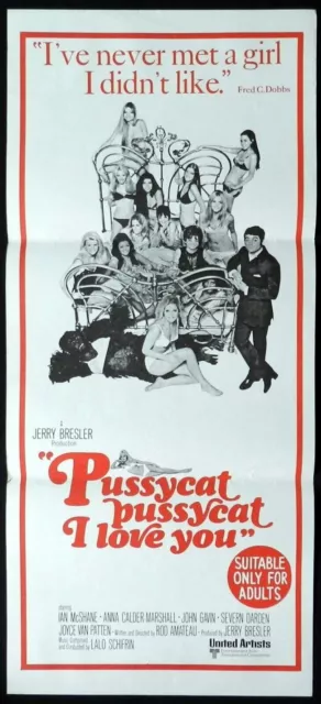 PUSSYCAT PUSSYCAT I LOVE YOU Original daybill Movie poster Ian McShane 1970