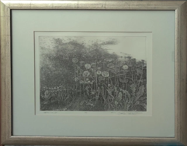 Exquisitely detailed print by master etcher Stanislav Nikireyev - "Dandelions"