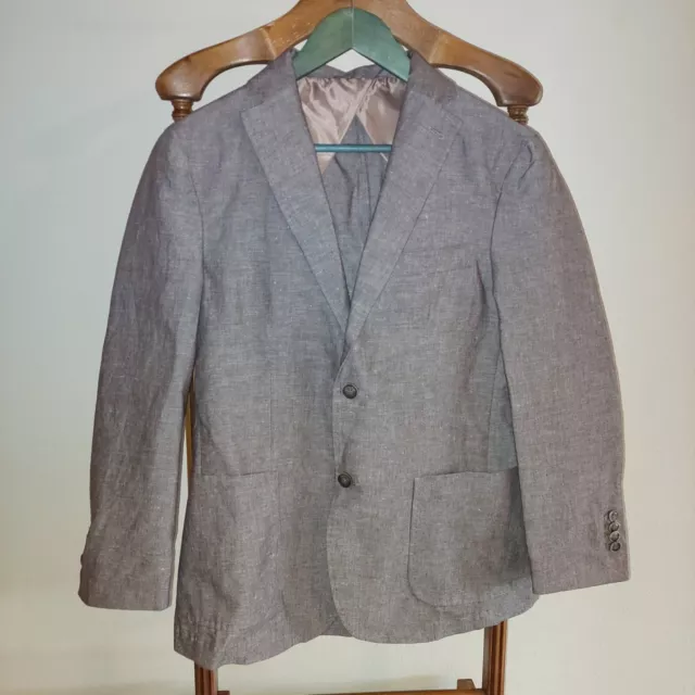 Hermitage Men's Sport Coat Blazer 38R Cotton Linen Gray Unstructured Italy Made