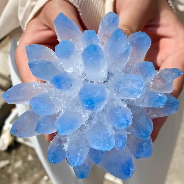 428G New Find BLUE Phantom Quartz Crystal Cluster Mineral Specimen Healing