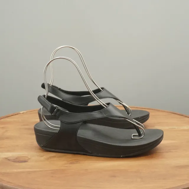 Fitflop Womens Skylar Slingback Wedge Sandals Size 9 Black Leather W29-090