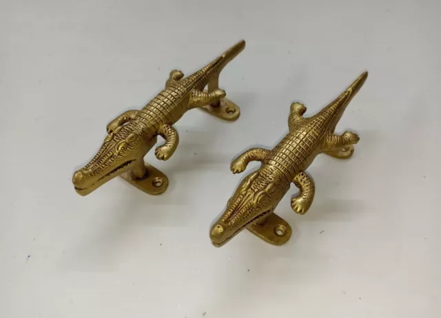 Crocodile Shape Door Handle Pair Handmade Brass Home door Puller Decor VR260 3