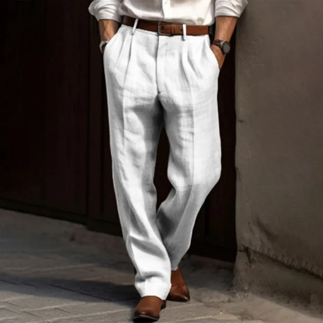 Men Pants Loose Fit Wide-leg Trousers Breathable Loose-fitting Men's Long