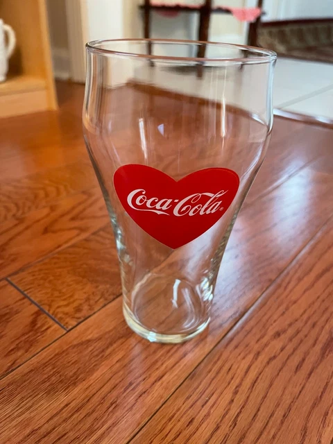 Vintage Coca Cola Glass With Red Heart Teleflora Vase Valenti 6.5 Inches Tall