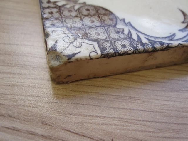 Antique Ceramic Tile Old Vintage Floral Flowers Brown And Cream Unbranded 2