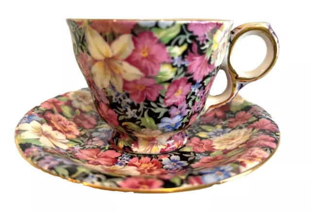 Vintage Royal Winton Florence Chintz Cup & Saucer Some Crazing Made in England