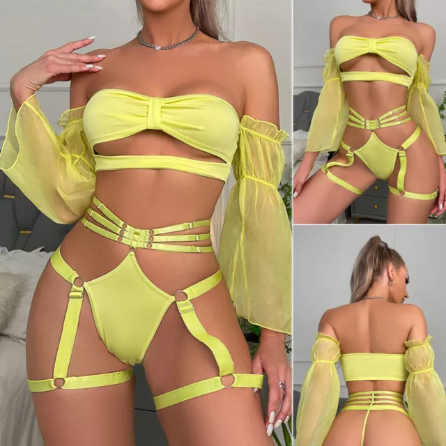 Sexy Women's Lingerie Bra G-string Garter Babydoll Sleepwear Underwear Nightwear