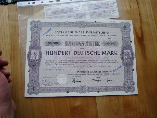 BayWa AG München 1960, Aktie mit Coupon Nr. 59, 100 DM