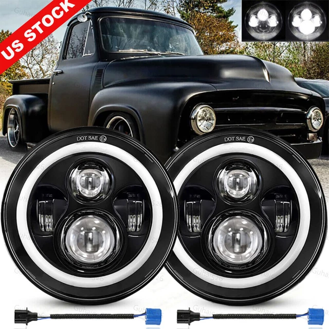 Pair 7" LED Headlights Hi/Low Beam For 1953-1977 Ford F-100 F-250 F-350 Pickup