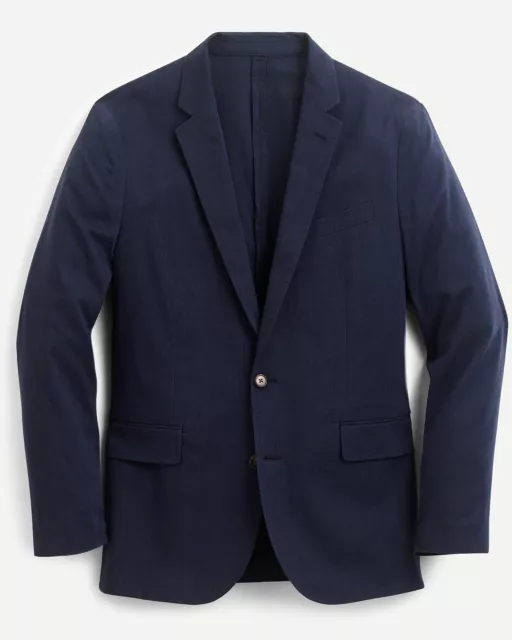 Jcrew Mens Ludlow Slim-fit unstructured suit jacket in cotton-linen 34s (Navy)