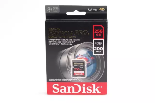 SanDisk 256GB SDXC Extremepro 200MB/S V30 UHS-I U3 Card (1714843476)