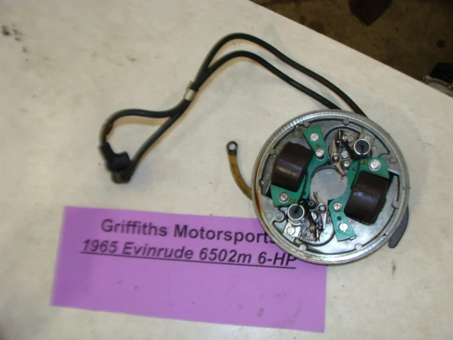 1965 EVINRUDE 6hp Fisherman outboard motor 6502M ignition coils points plate