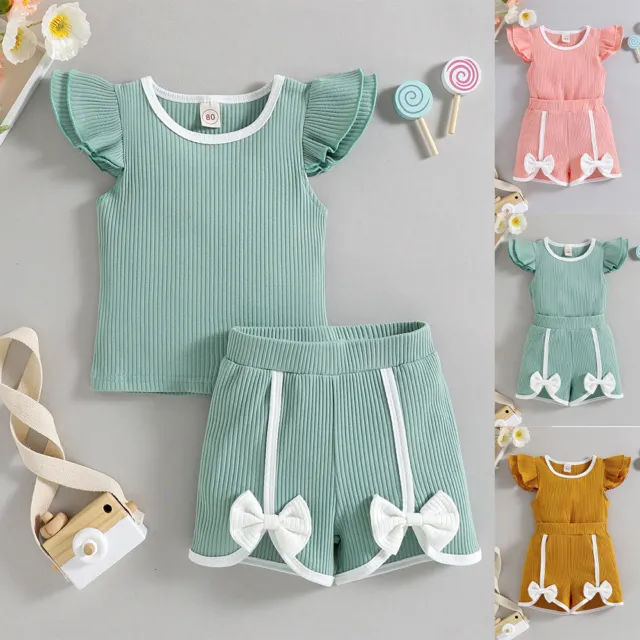 Toddler Baby Girls Sleeveless Ruffle Tops Shorts Infant Summer Outfits Clothes