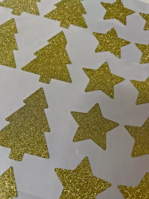 40 pegatinas de brillo navideño autoadhesivas decorativas árboles dorados estrellas artesanales