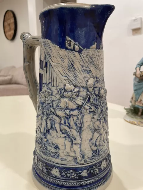 Antique German Proverb Beer Stein Blue Stoneware #207B Handcrafted Germany 1880s Antique German Proverb Beer Stein Blue Stoneware #207B Handcrafted Germany 1880s