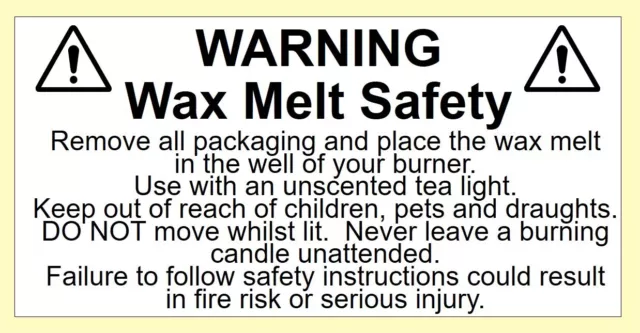 WARNING! WAX MELT - Packing Stickers / Labels - Available In 3 sizes £7.51  - PicClick UK